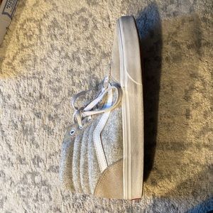 9.5 Tan and white high top Vans